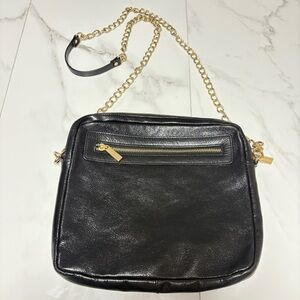 DANIER BLACK LEATHER CROSSBODY BAG CHAIN STRAP GOLD TONE HARDWARE